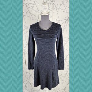 Toad & Co Blue Striped Tencel Organic Cotton Blend Long Sleeve Dress